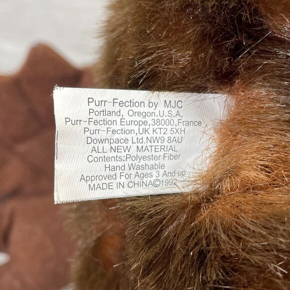 Vintage 1992 MJC PurrFection Moose Plush 20in Brown Floppy Laying Stuffed Animal - Picture 11 of 12